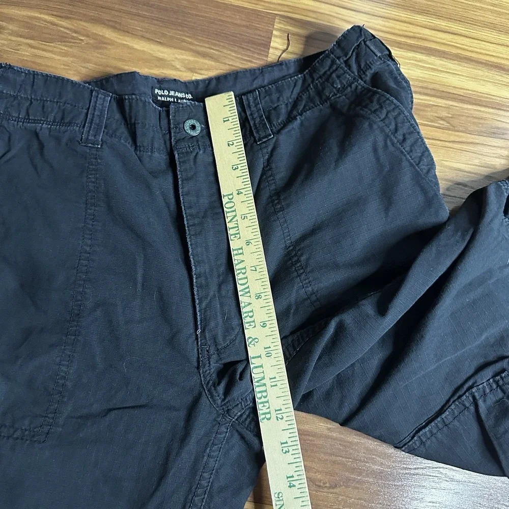 Vintage Y2K Polo Jeans Ralph Lauren Military Surplus Cargo Pants Men 36x30 Black